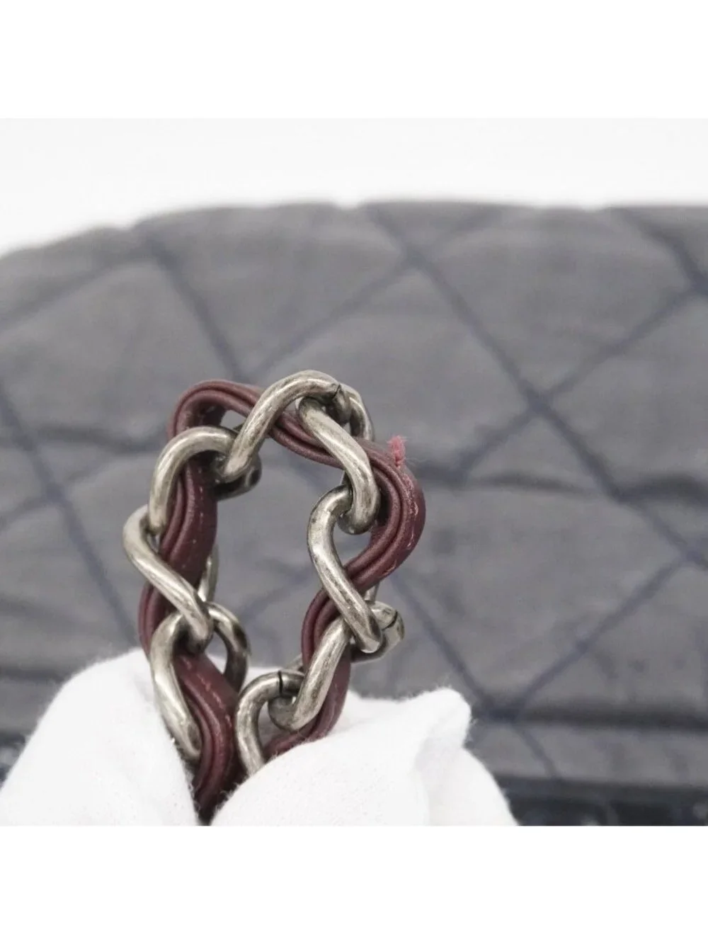 Chanel Tote Quilted in the Mix Leather Gray Silver 2-Way